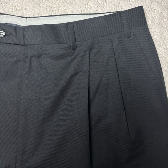 Canali Mens Wool Pleated Dress Pants Black Trousers 54IT w36 Made In Italy NWOT - Picture 5 of 15